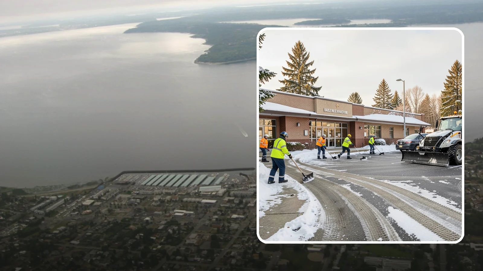 Strip Mall Snow Removal in Des Moines, King County, WA - We keep strip-mall storefronts, shared parking, and sidewalks clear so every tenant's customers can reach the door safely.