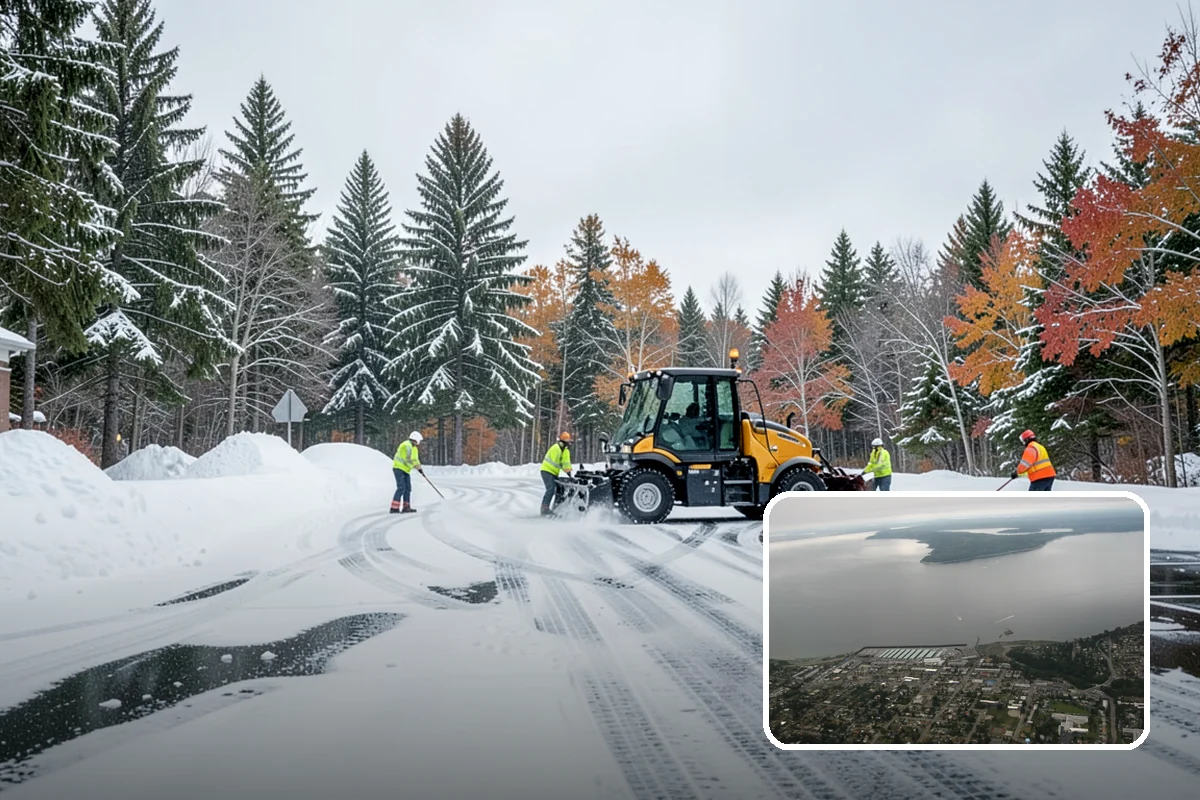 Strip Mall Snow Removal in Des Moines, King County, WA - Shared lot and full storefront walkway cleared