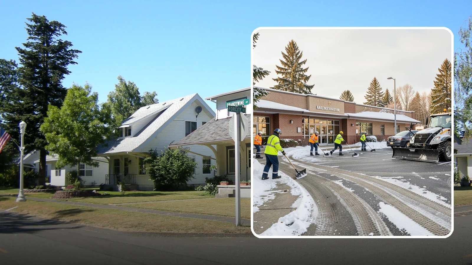 Strip Mall Snow Removal in DuPont, Pierce County, WA - We keep strip-mall storefronts, shared parking, and sidewalks clear so every tenant's customers can reach the door safely.