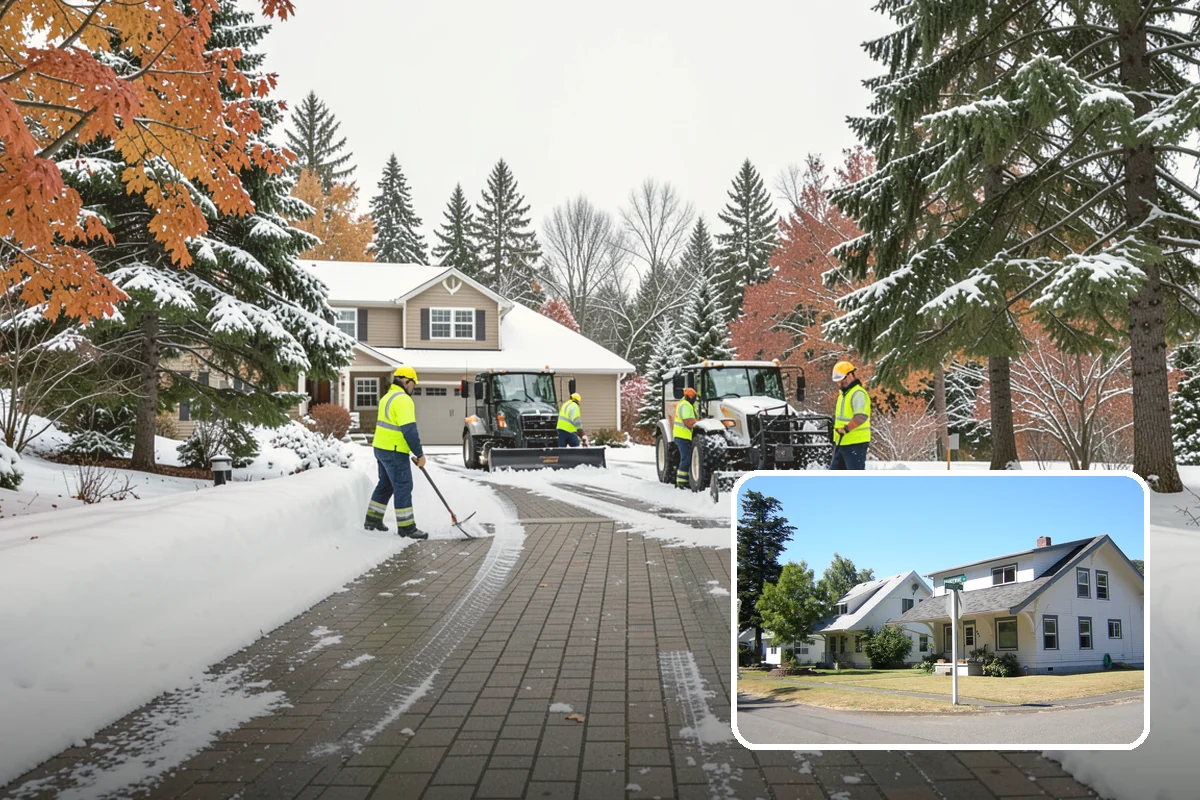 Strip Mall Snow Removal in DuPont, Pierce County, WA - Shared lot and full storefront walkway cleared