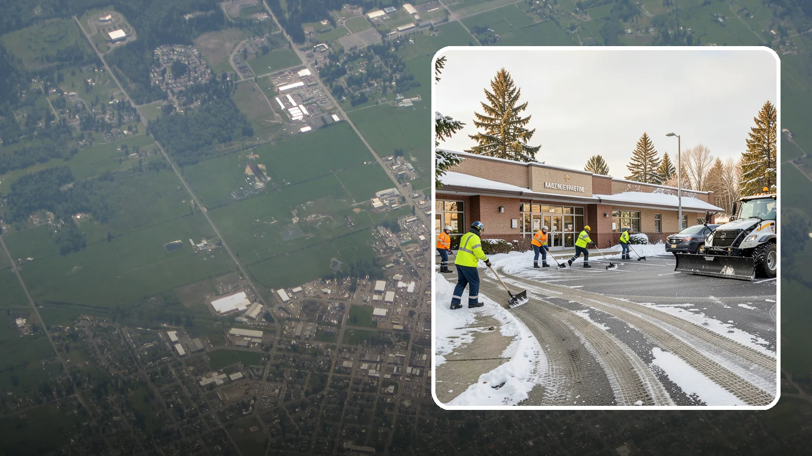 Strip Mall Snow Removal in Enumclaw, King County, WA - We keep strip-mall storefronts, shared parking, and sidewalks clear so every tenant's customers can reach the door safely.