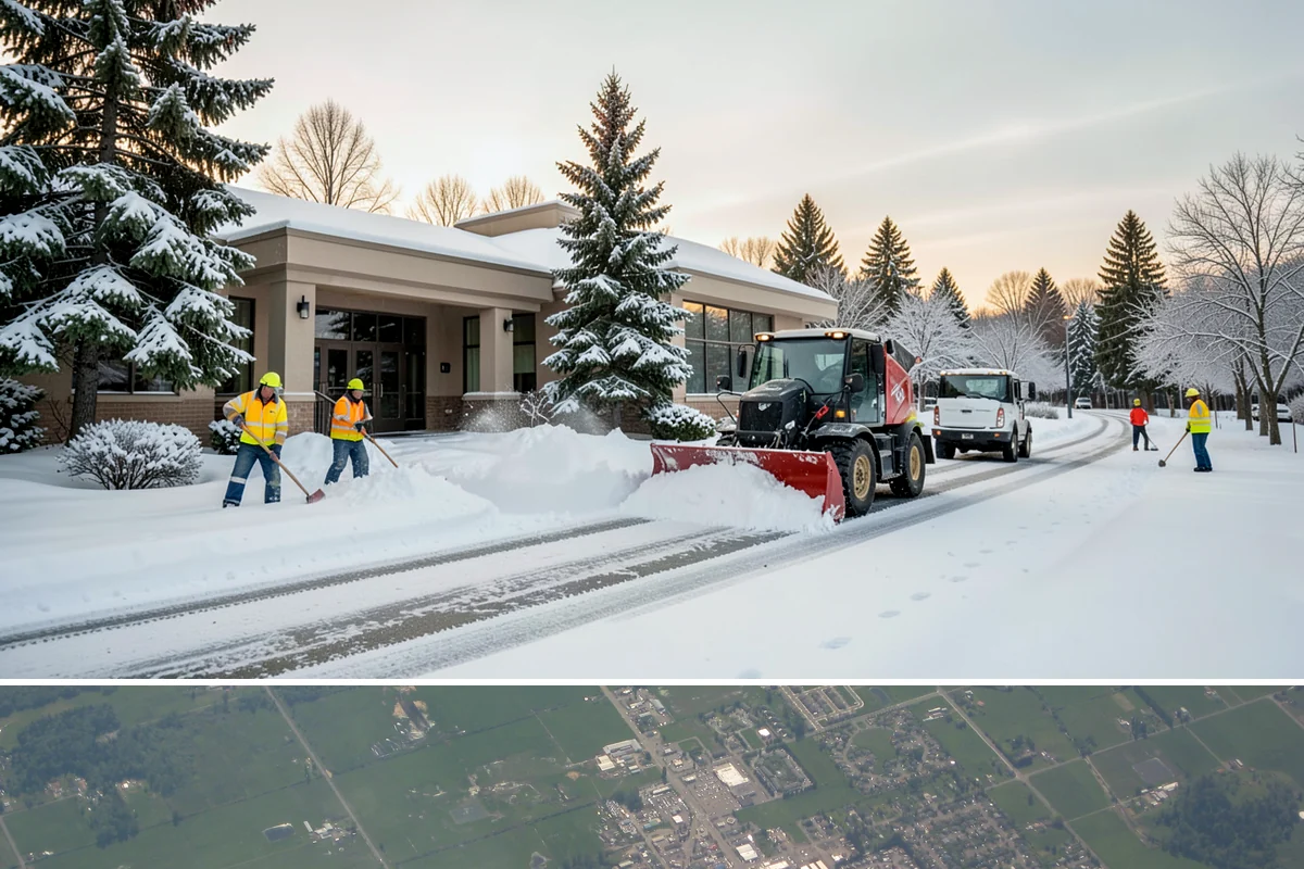 Strip Mall Snow Removal in Enumclaw, King County, WA - Strip malls need coverage December through February during lowland snow and ice days.