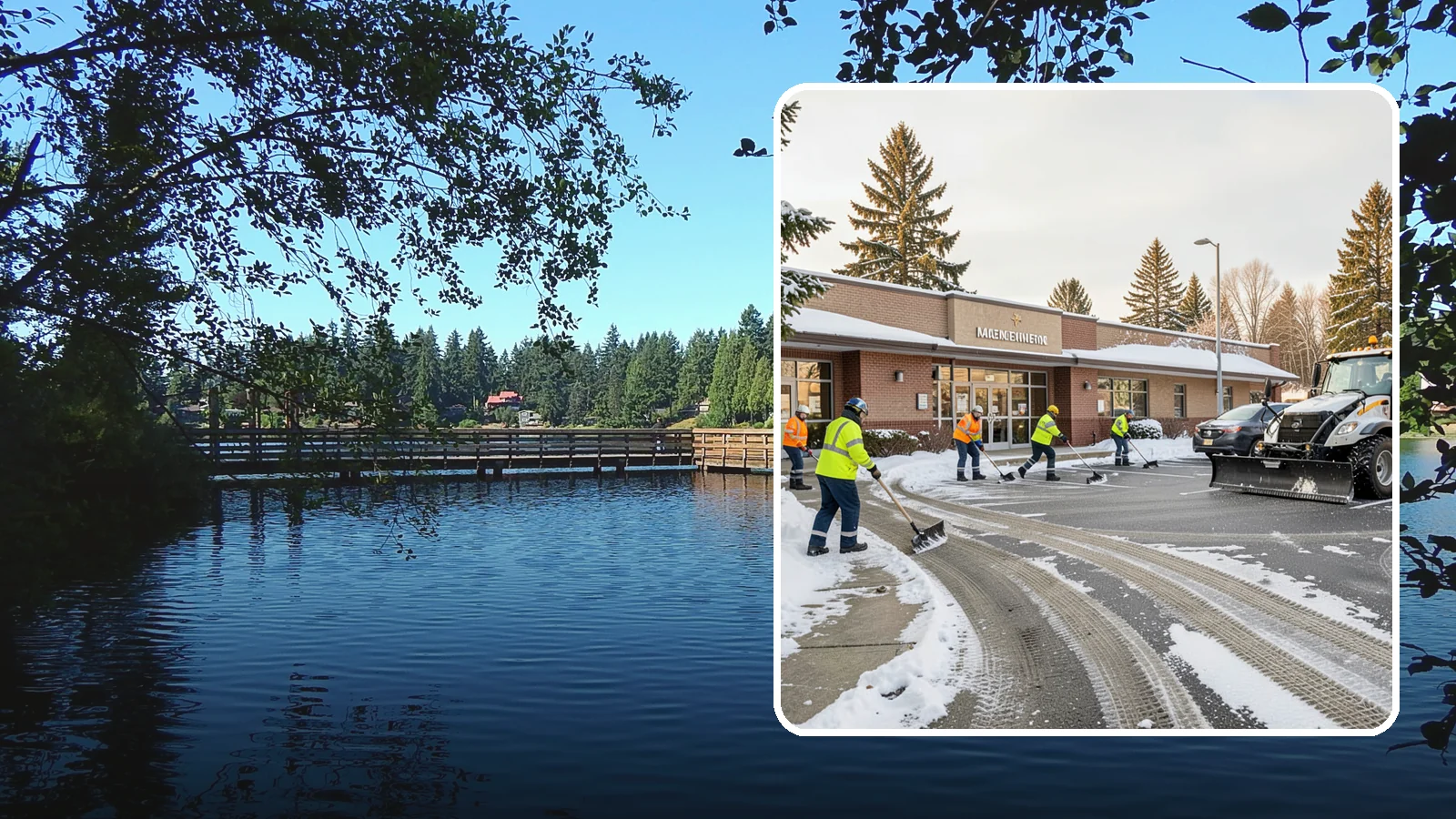 Strip Mall Snow Removal in Federal Way, King County, WA - We keep strip-mall storefronts, shared parking, and sidewalks clear so every tenant's customers can reach the door safely.