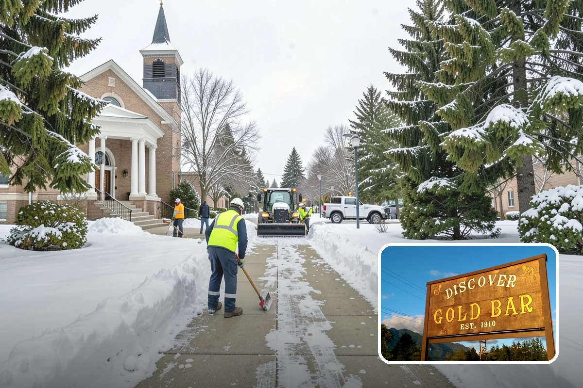 Strip Mall Snow Removal in Gold Bar, Snohomish County, WA - Shared lot and full storefront walkway cleared