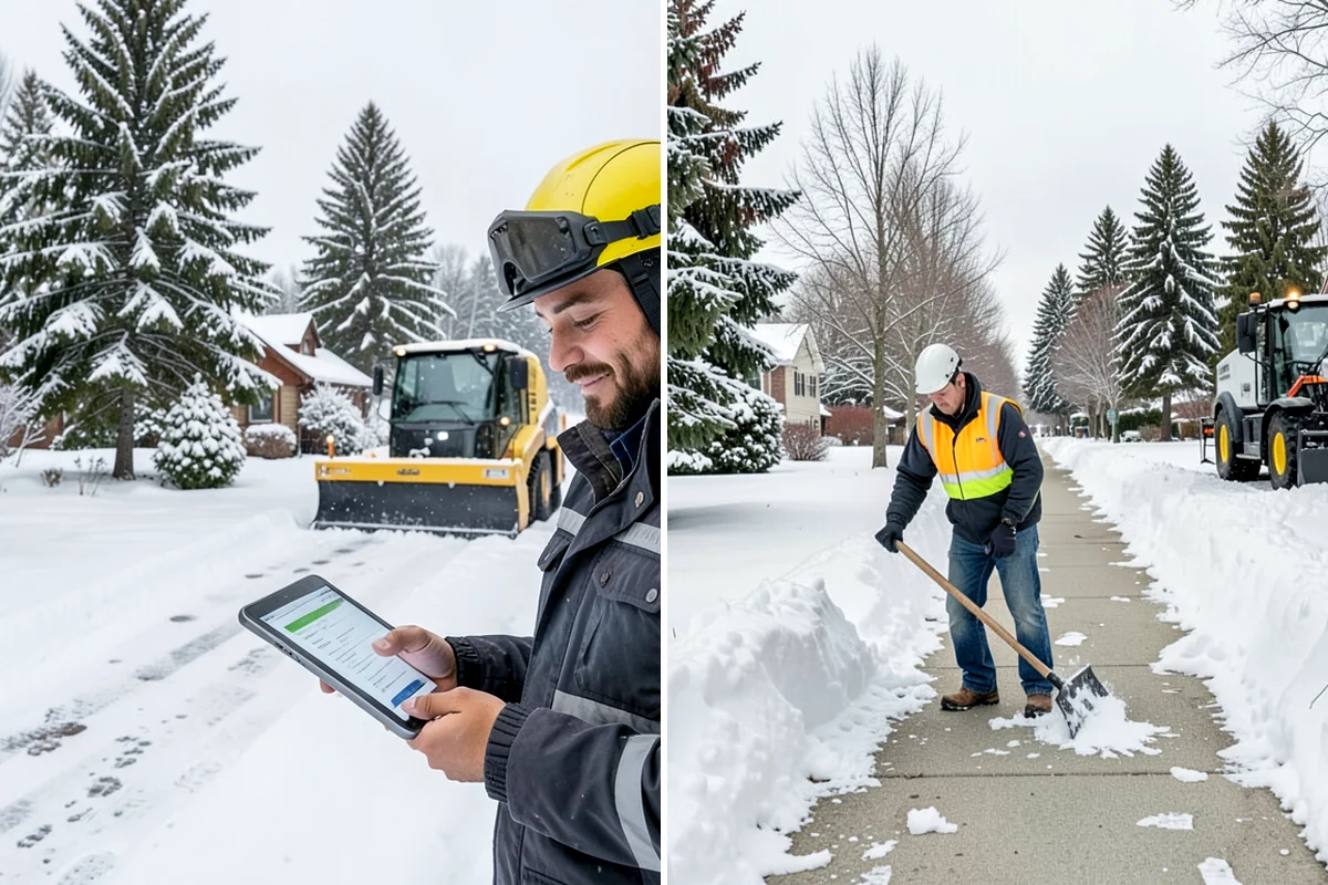 Strip Mall Snow Removal in Hunts Point, King County, WA - Map the shared lot and the full storefront sidewalk