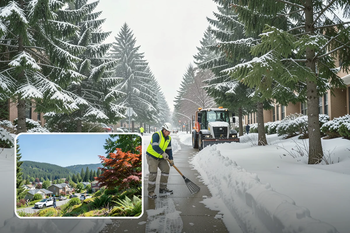 Strip Mall Snow Removal in Index, Snohomish County, WA - Shared lot and full storefront walkway cleared