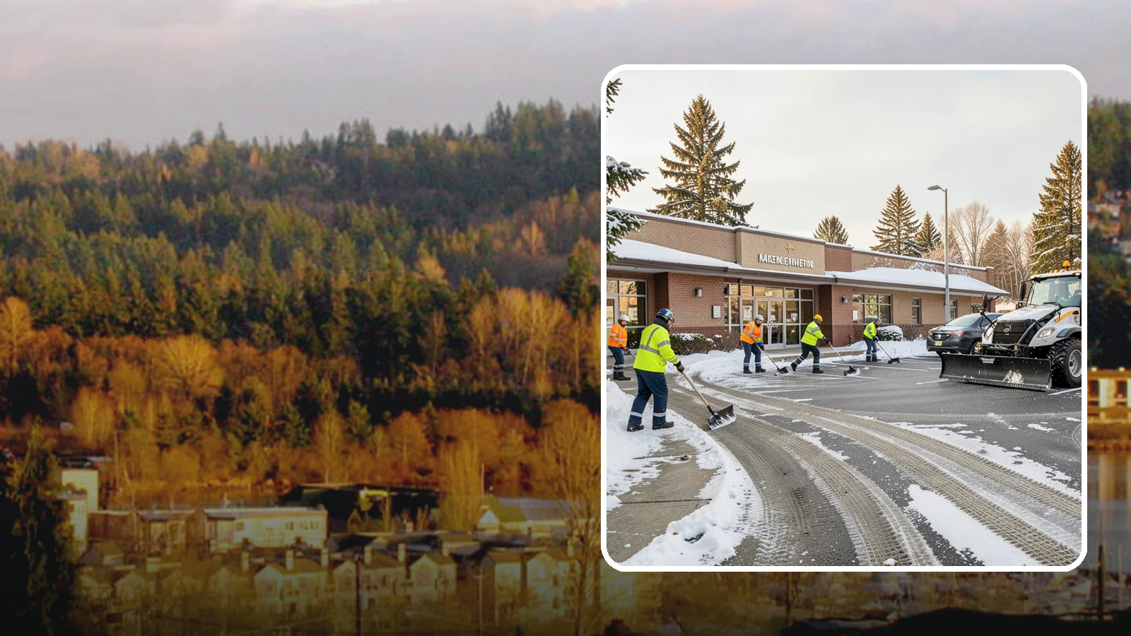 Strip Mall Snow Removal in Kenmore, King County, WA - We keep strip-mall storefronts, shared parking, and sidewalks clear so every tenant's customers can reach the door safely.