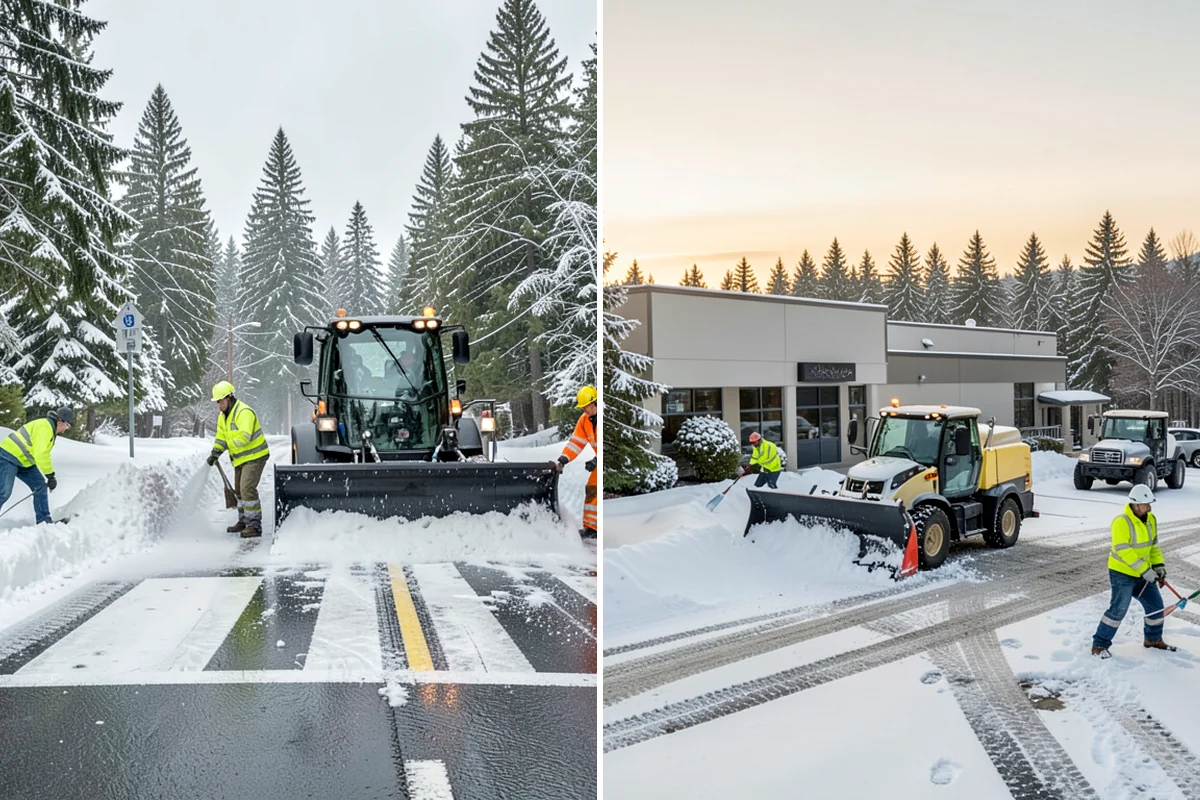 Strip Mall Snow Removal in Kenmore, King County, WA - Map the shared lot and the full storefront sidewalk