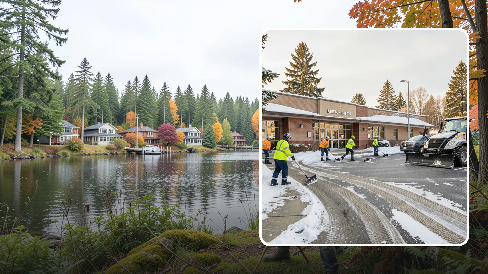 Strip Mall Snow Removal in La Conner, Skagit County, WA - We keep strip-mall storefronts, shared parking, and sidewalks clear so every tenant's customers can reach the door safely.