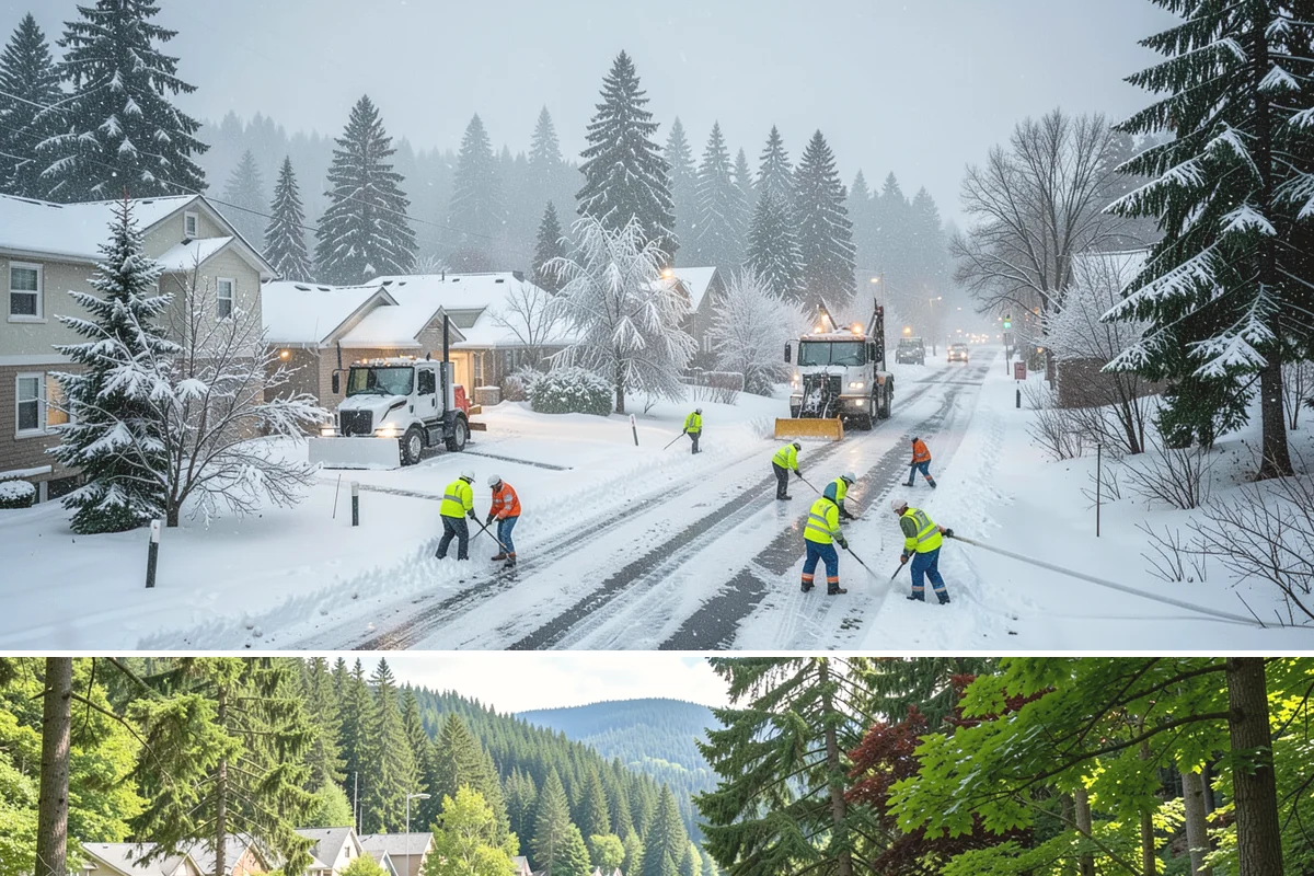 Strip Mall Snow Removal in Lake Forest Park, King County, WA - Strip malls need coverage December through February during lowland snow and ice days.