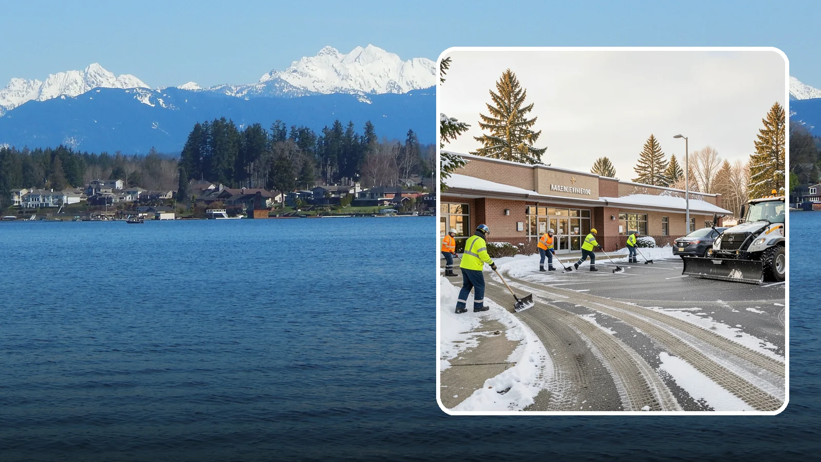 Strip Mall Snow Removal in Lake Stevens, Snohomish County, WA - We keep strip-mall storefronts, shared parking, and sidewalks clear so every tenant's customers can reach the door safely.