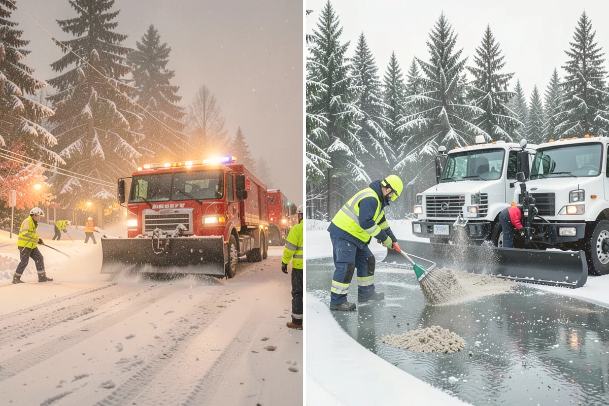 Strip Mall Snow Removal in Langley, Island County, WA - Map the shared lot and the full storefront sidewalk