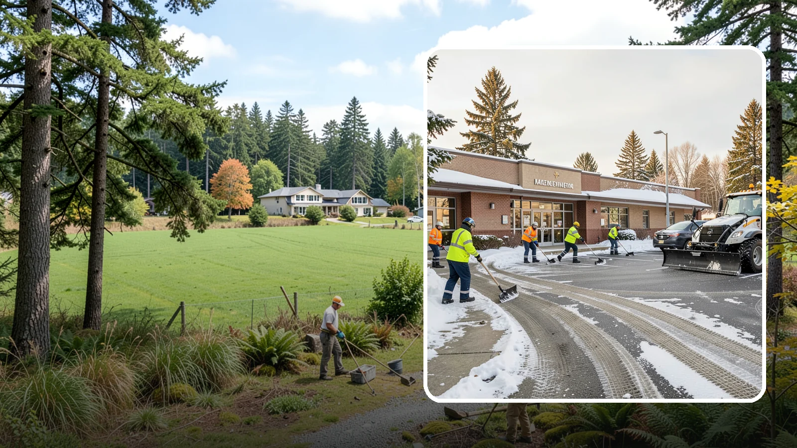 Strip Mall Snow Removal in Lyman, Skagit County, WA - We keep strip-mall storefronts, shared parking, and sidewalks clear so every tenant's customers can reach the door safely.