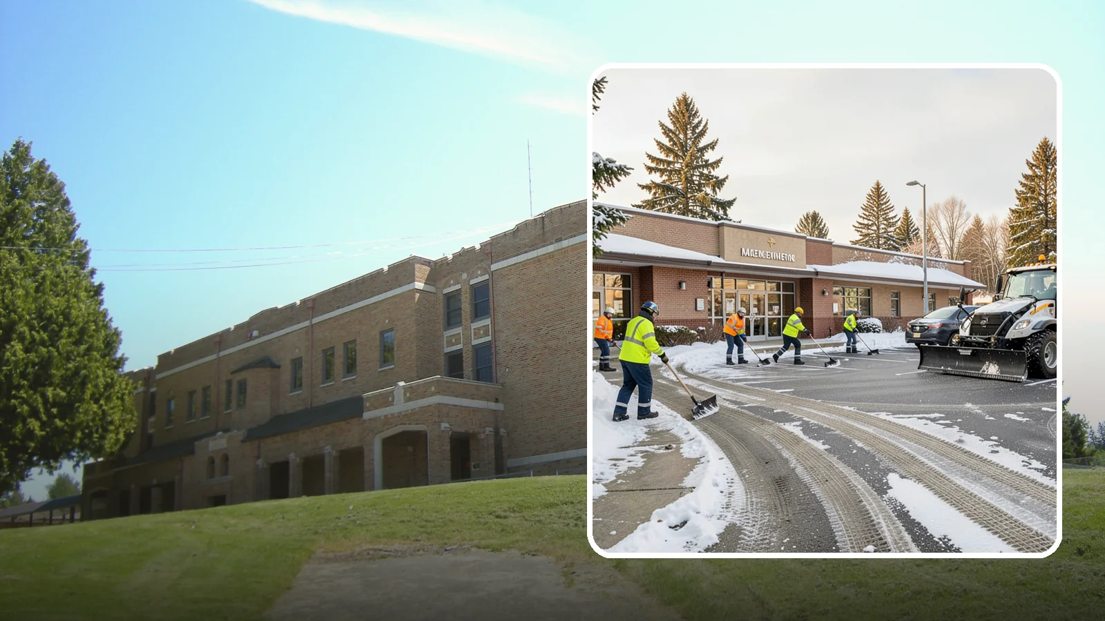 Strip Mall Snow Removal in Maple Valley, King County, WA - We keep strip-mall storefronts, shared parking, and sidewalks clear so every tenant's customers can reach the door safely.