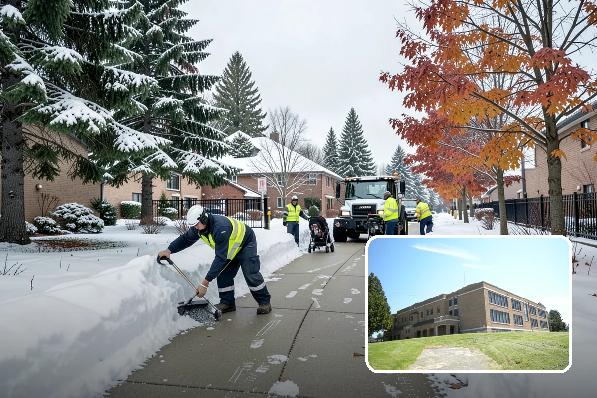 Strip Mall Snow Removal in Maple Valley, King County, WA - Shared lot and full storefront walkway cleared
