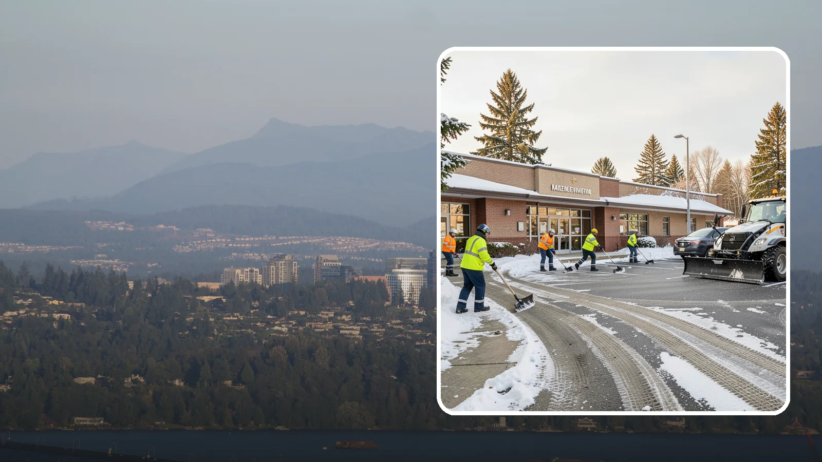 Strip Mall Snow Removal in Medina, King County, WA - We keep strip-mall storefronts, shared parking, and sidewalks clear so every tenant's customers can reach the door safely.
