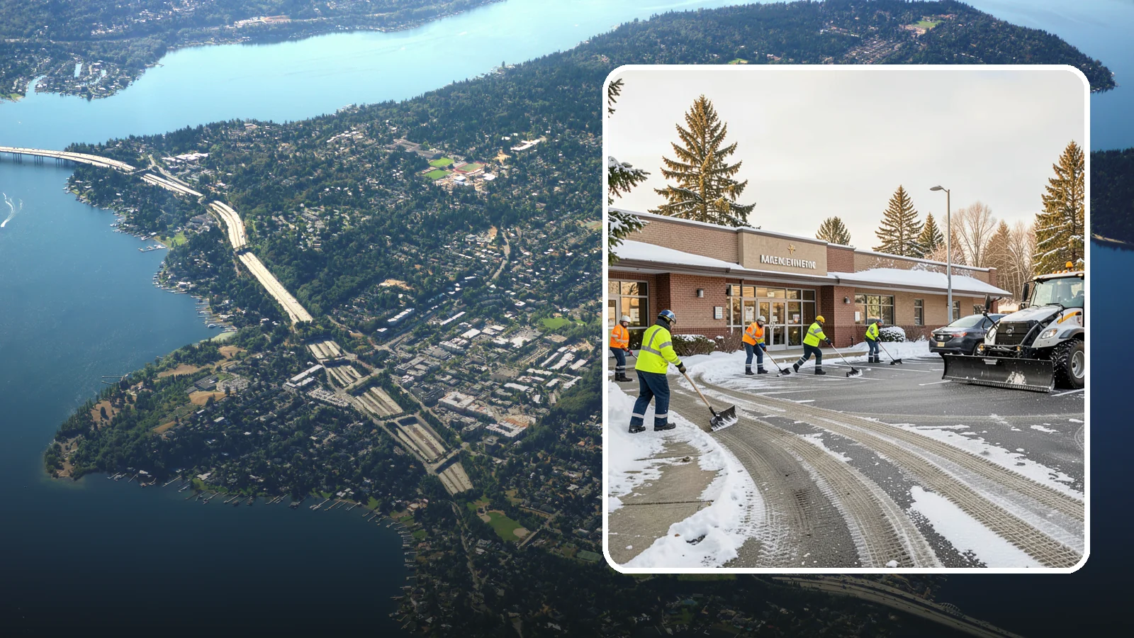 Strip Mall Snow Removal in Mercer Island, King County, WA - We keep strip-mall storefronts, shared parking, and sidewalks clear so every tenant's customers can reach the door safely.