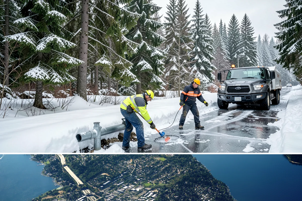 Strip Mall Snow Removal in Mercer Island, King County, WA - Strip malls need coverage December through February during lowland snow and ice days.