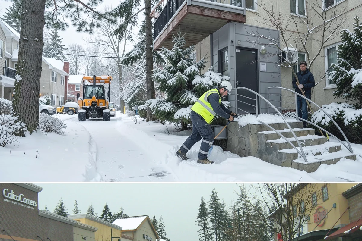 Strip Mall Snow Removal in Mill Creek, Snohomish County, WA - Strip malls need coverage December through February during lowland snow and ice days.