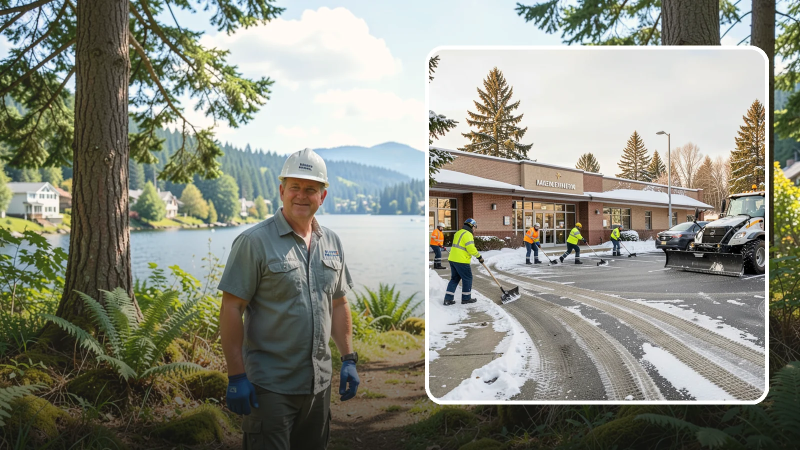 Strip Mall Snow Removal in Milton, King County, WA - We keep strip-mall storefronts, shared parking, and sidewalks clear so every tenant's customers can reach the door safely.