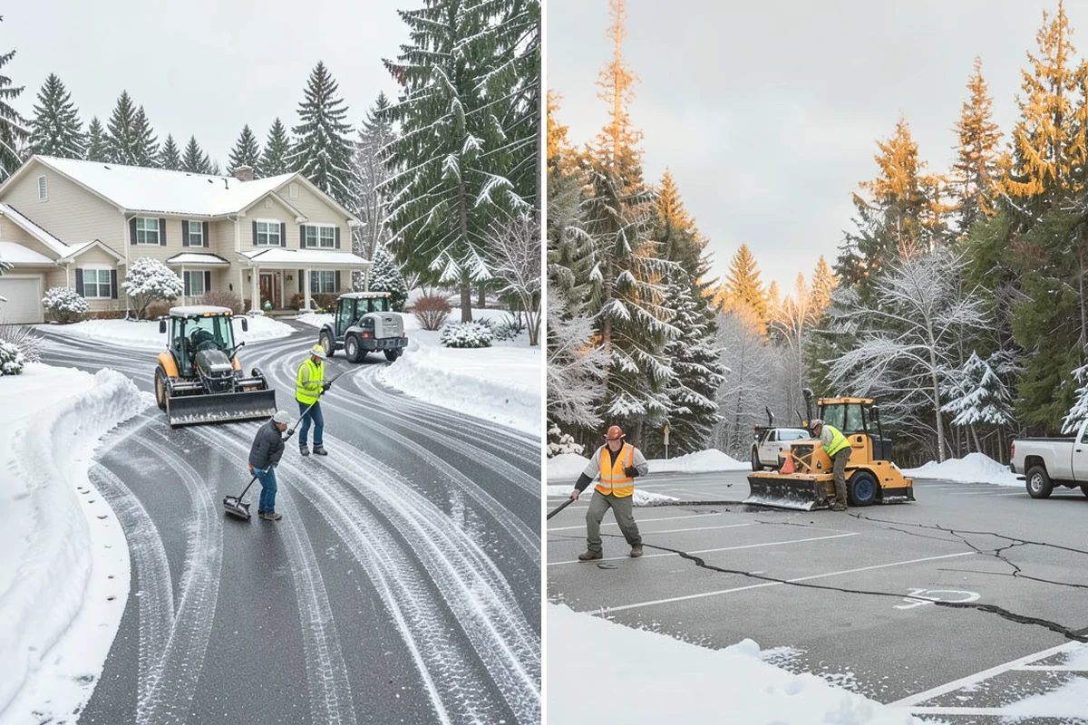 Strip Mall Snow Removal in Monroe, Snohomish County, WA - Map the shared lot and the full storefront sidewalk