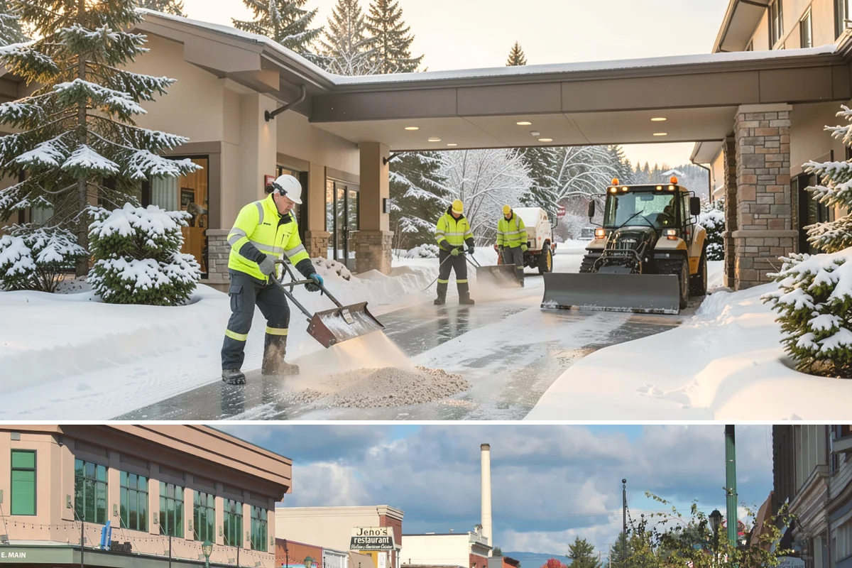 Strip Mall Snow Removal in Monroe, Snohomish County, WA - Strip malls need coverage December through February during lowland snow and ice days.