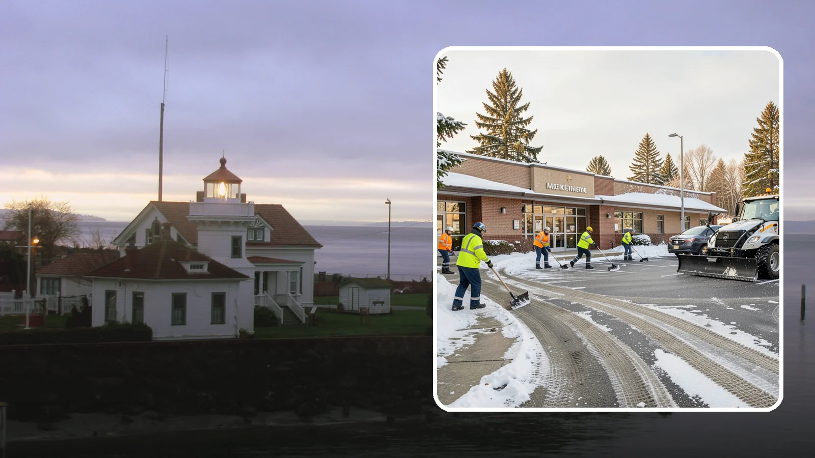 Strip Mall Snow Removal in Mukilteo, Snohomish County, WA - We keep strip-mall storefronts, shared parking, and sidewalks clear so every tenant's customers can reach the door safely.
