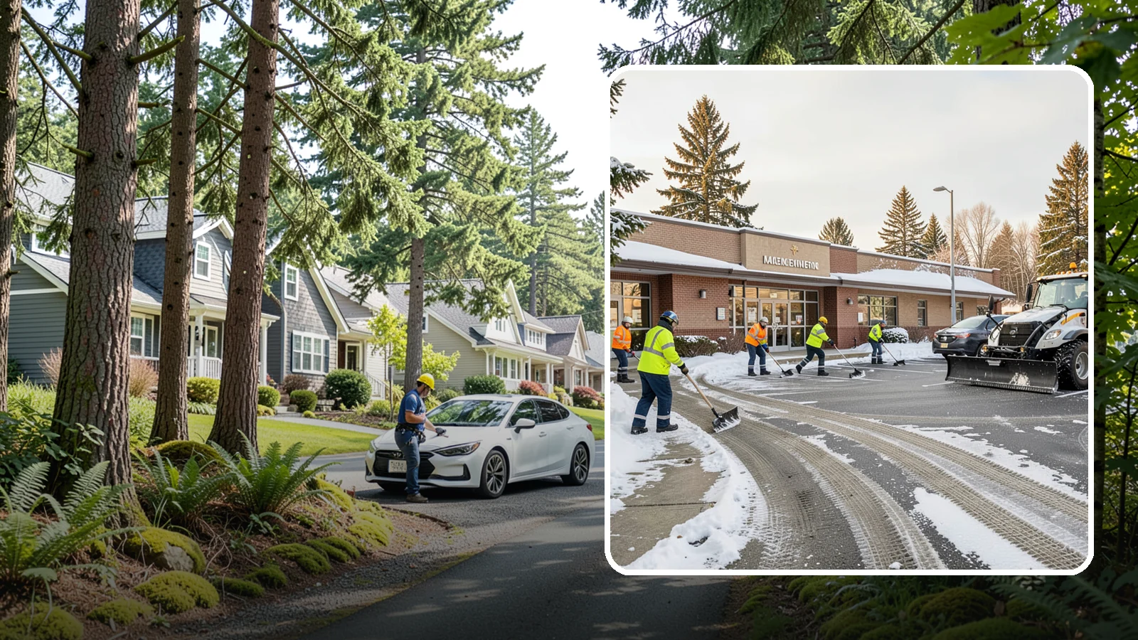 Strip Mall Snow Removal in Normandy Park, King County, WA - We keep strip-mall storefronts, shared parking, and sidewalks clear so every tenant's customers can reach the door safely.