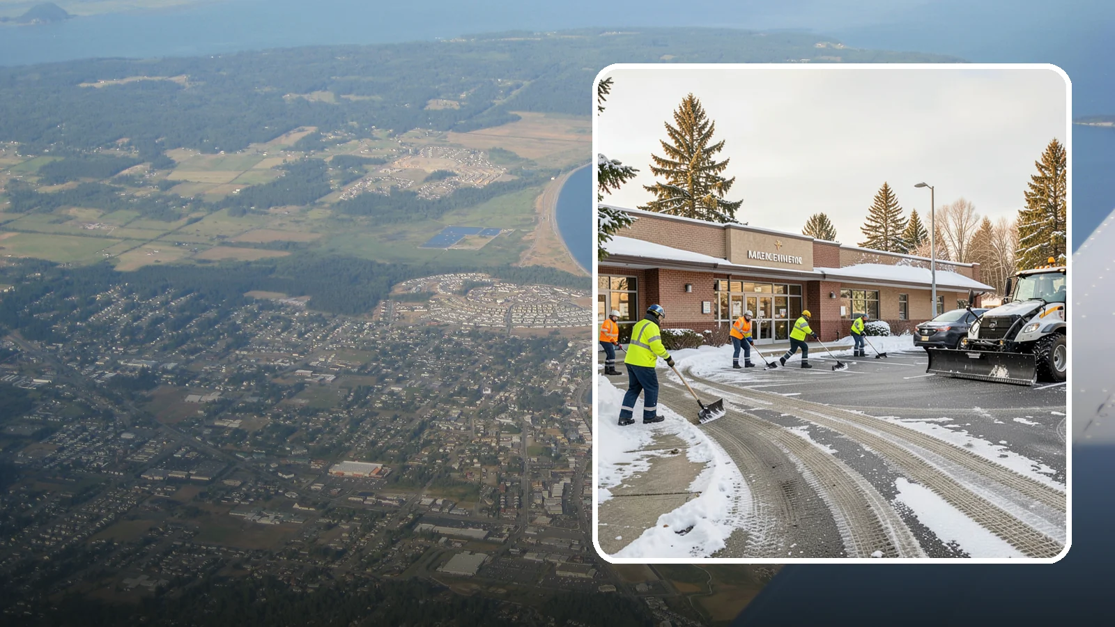 Strip Mall Snow Removal in Oak Harbor, Island County, WA - We keep strip-mall storefronts, shared parking, and sidewalks clear so every tenant's customers can reach the door safely.