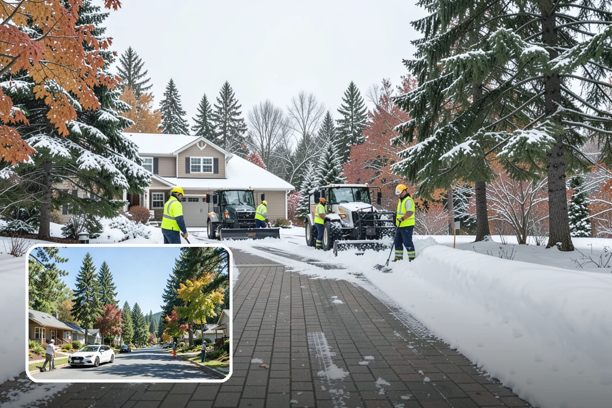 Strip Mall Snow Removal in Orting, Pierce County, WA - Shared lot and full storefront walkway cleared