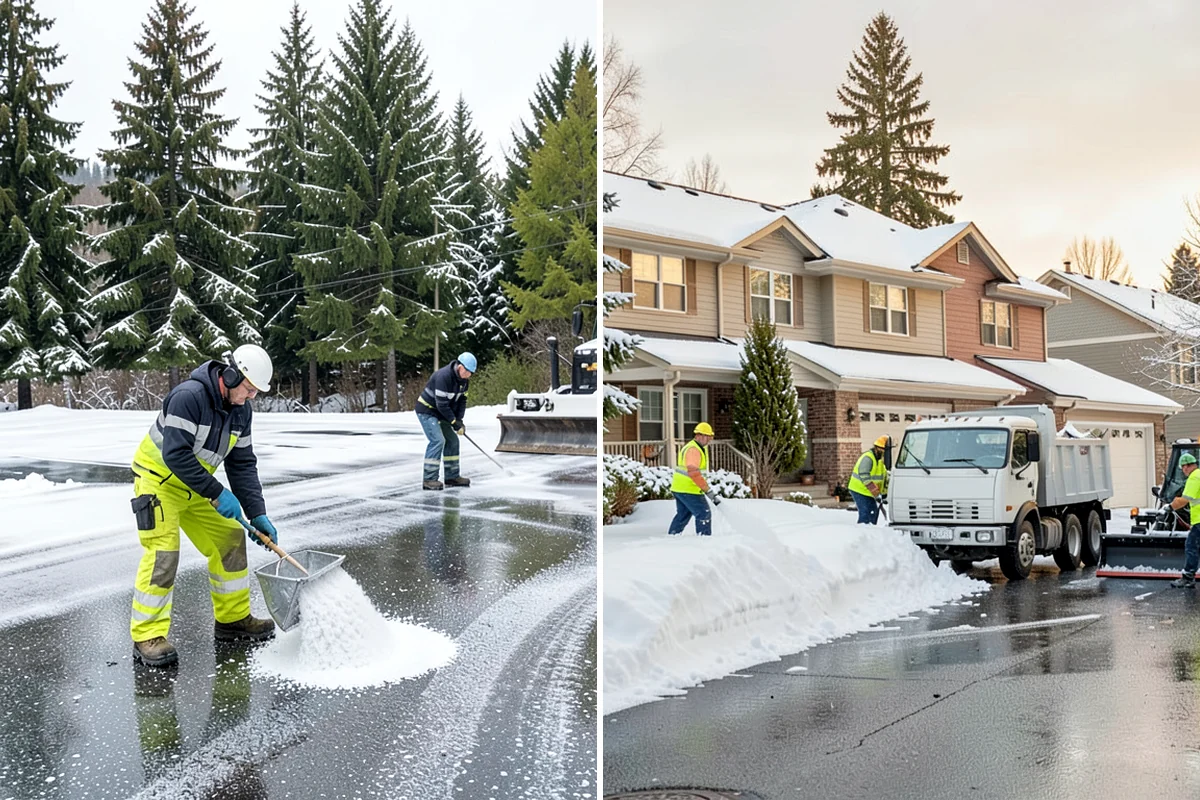 Strip Mall Snow Removal in Pacific, King County, WA - Map the shared lot and the full storefront sidewalk