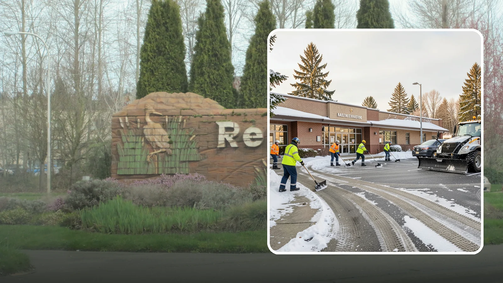 Strip Mall Snow Removal in Renton, King County, WA - We keep strip-mall storefronts, shared parking, and sidewalks clear so every tenant's customers can reach the door safely.