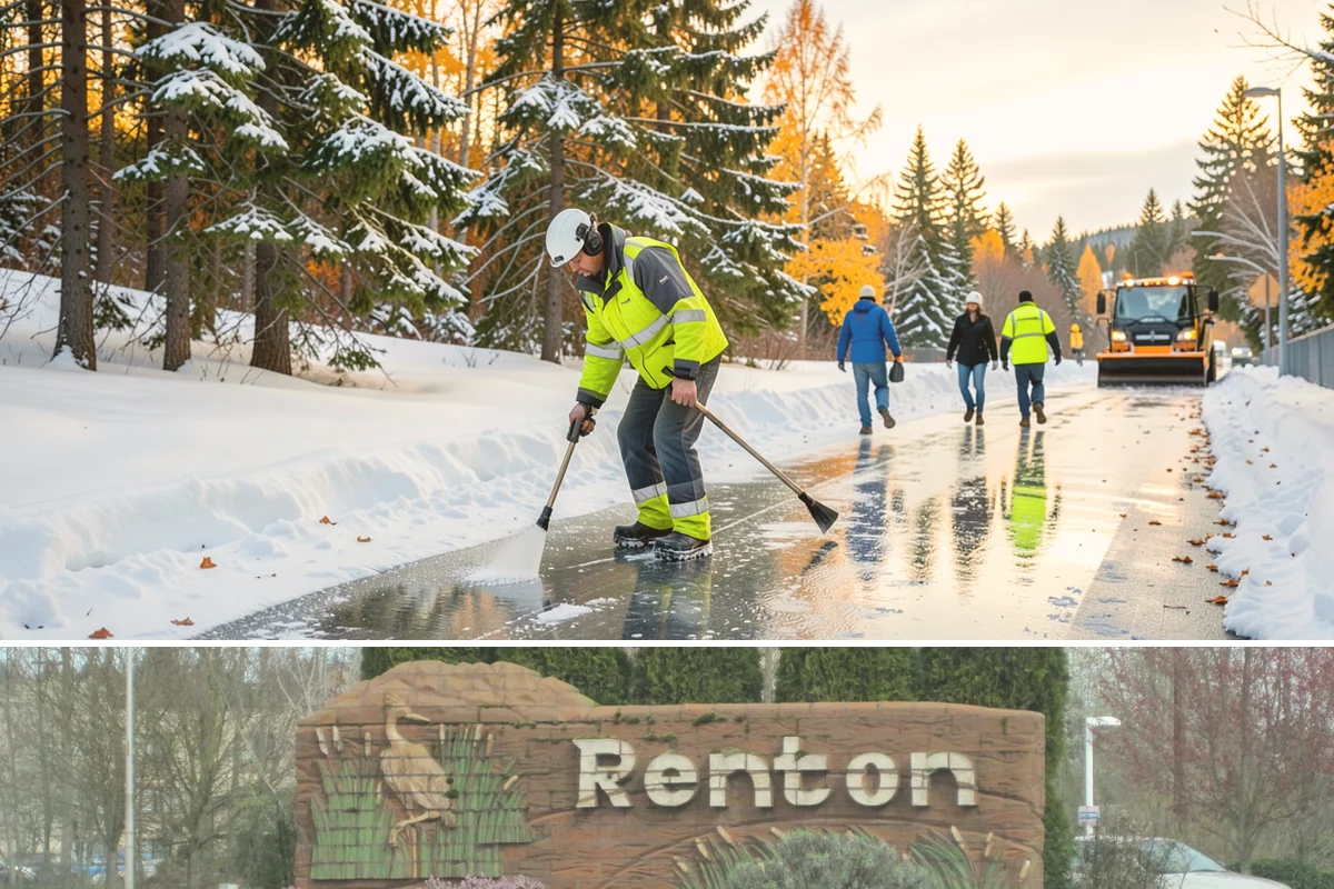 Strip Mall Snow Removal in Renton, King County, WA - Strip malls need coverage December through February during lowland snow and ice days.