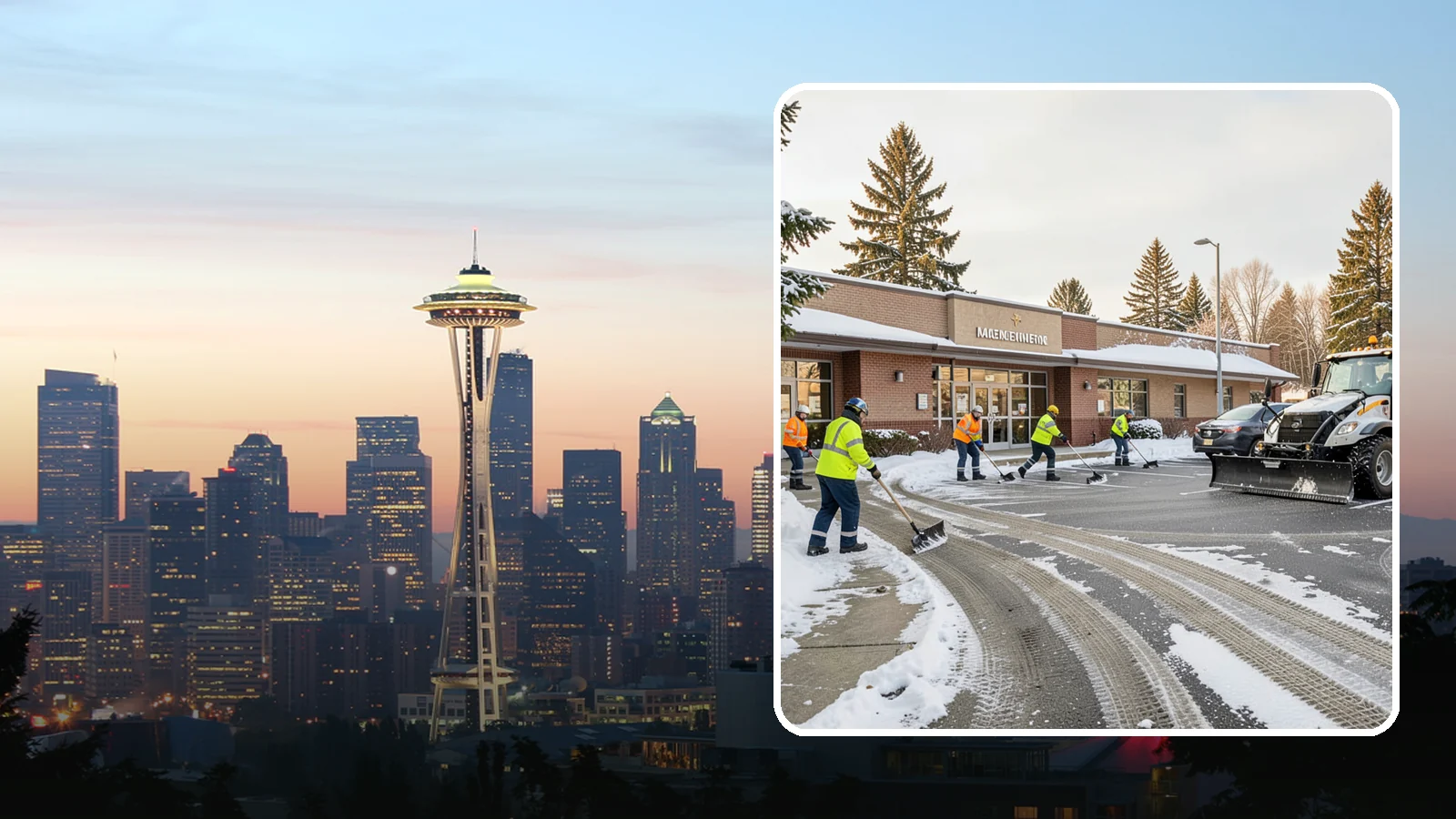Strip Mall Snow Removal in Seattle, King County, WA - We keep strip-mall storefronts, shared parking, and sidewalks clear so every tenant's customers can reach the door safely.