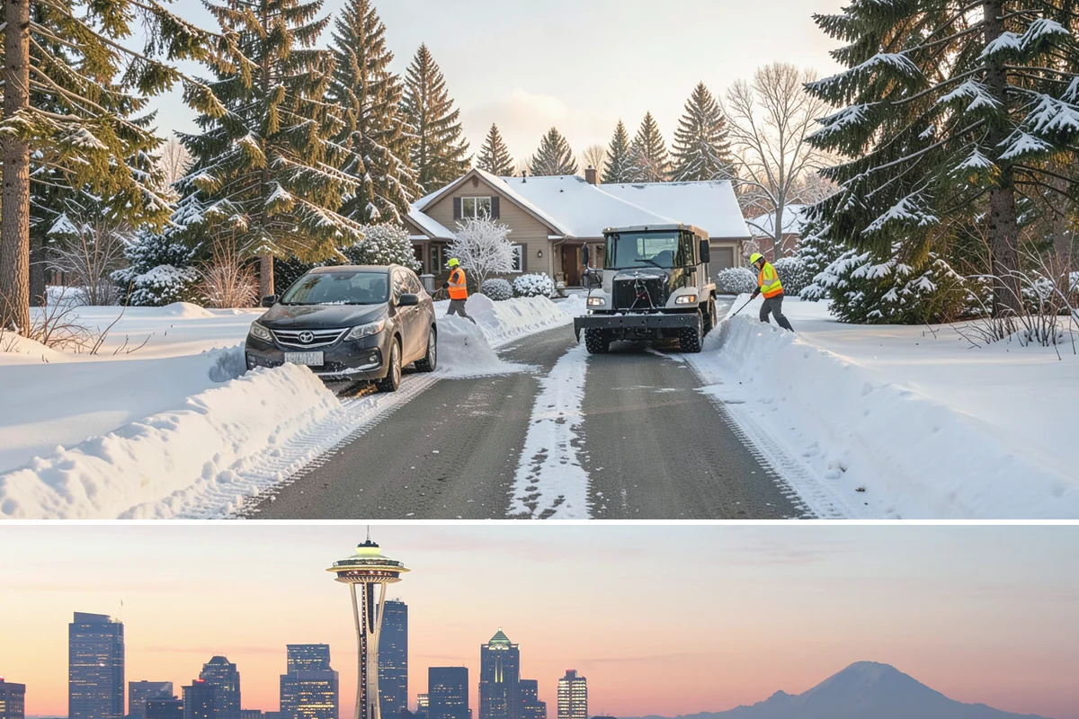 Strip Mall Snow Removal in Seattle, King County, WA - Strip malls need coverage December through February during lowland snow and ice days.