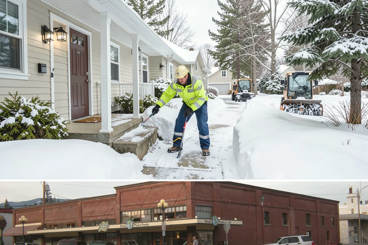 Strip Mall Snow Removal in Sedro-Woolley, Skagit County, WA - Strip malls need coverage December through February during lowland snow and ice days.