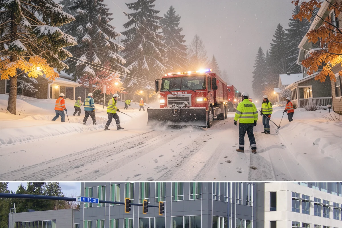Strip Mall Snow Removal in Shoreline, King County, WA - Strip malls need coverage December through February during lowland snow and ice days.