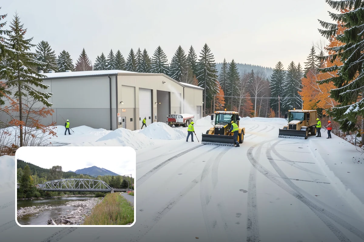 Strip Mall Snow Removal in Skykomish, King County, WA - Shared lot and full storefront walkway cleared
