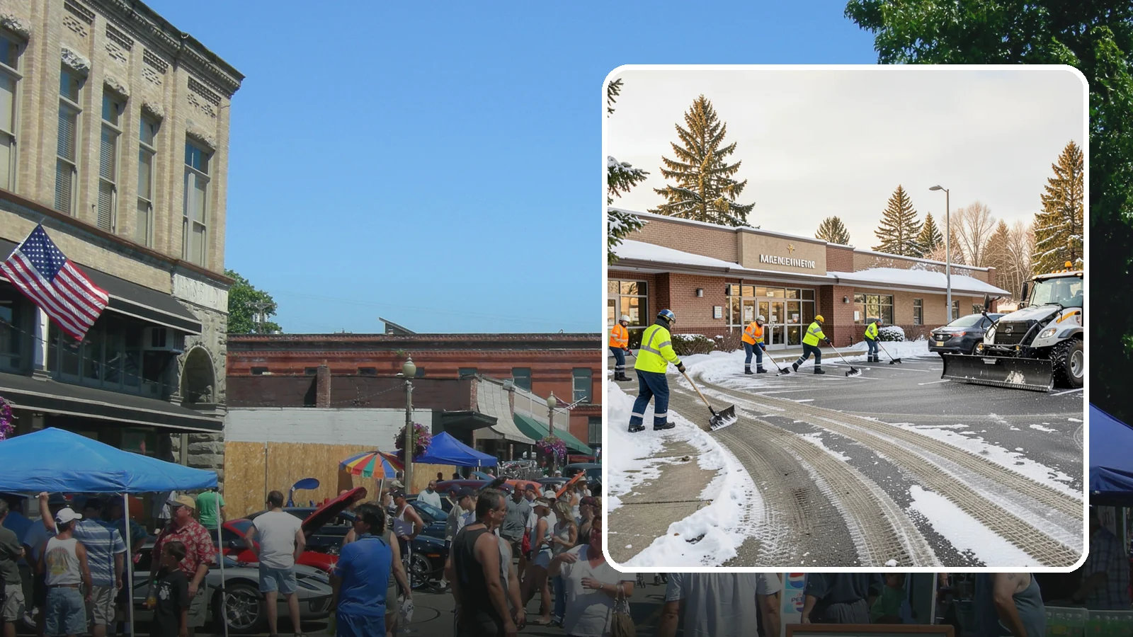 Strip Mall Snow Removal in Snohomish, Snohomish County, WA - We keep strip-mall storefronts, shared parking, and sidewalks clear so every tenant's customers can reach the door safely.