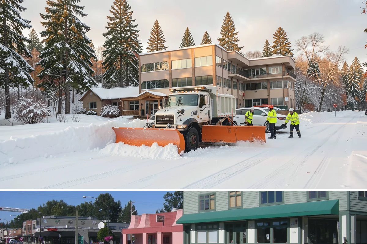 Strip Mall Snow Removal in Snoqualmie, King County, WA - Strip malls need coverage December through February during lowland snow and ice days.
