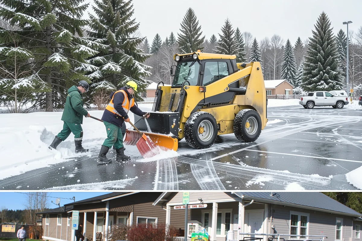 Strip Mall Snow Removal in South Prairie, Pierce County, WA - Strip malls need coverage December through February during lowland snow and ice days.