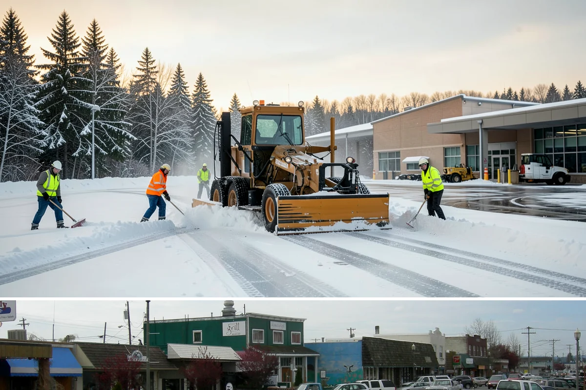 Strip Mall Snow Removal in Stanwood, Snohomish County, WA - Strip malls need coverage December through February during lowland snow and ice days.