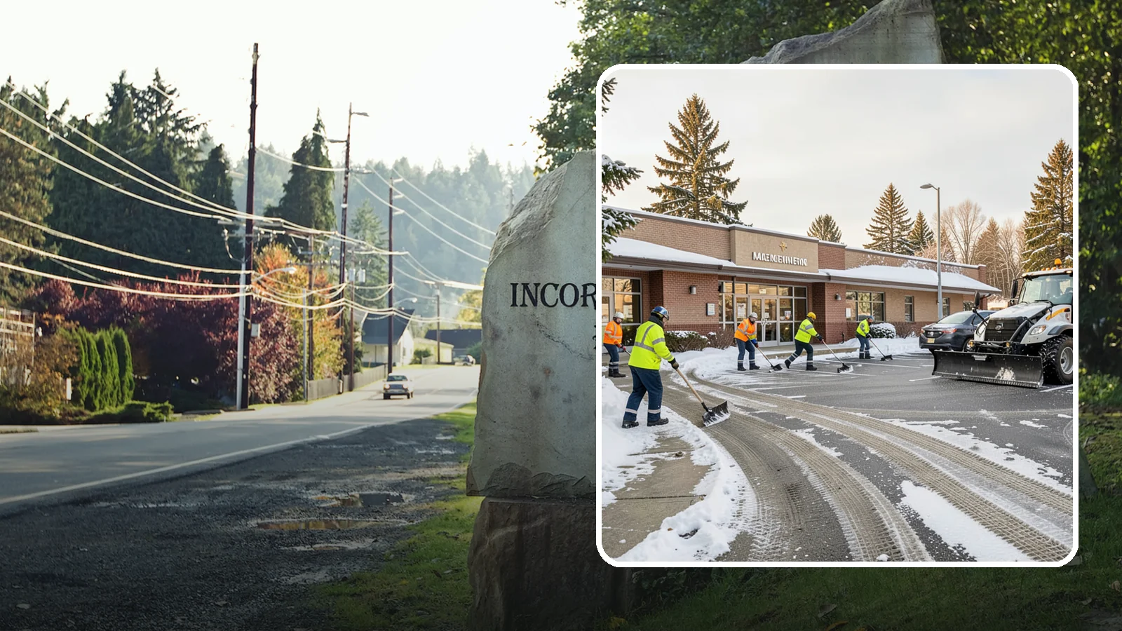 Strip Mall Snow Removal in Wilkeson, Pierce County, WA - We keep strip-mall storefronts, shared parking, and sidewalks clear so every tenant's customers can reach the door safely.