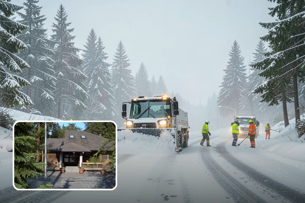 Strip Mall Snow Removal in Yarrow Point, King County, WA - Shared lot and full storefront walkway cleared