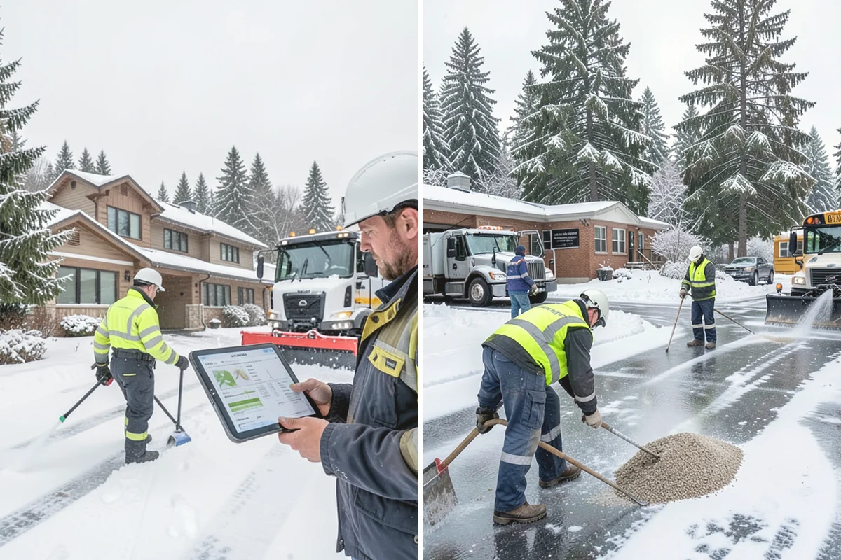 Strip Mall Snow Removal in Yarrow Point, King County, WA - Map the shared lot and the full storefront sidewalk