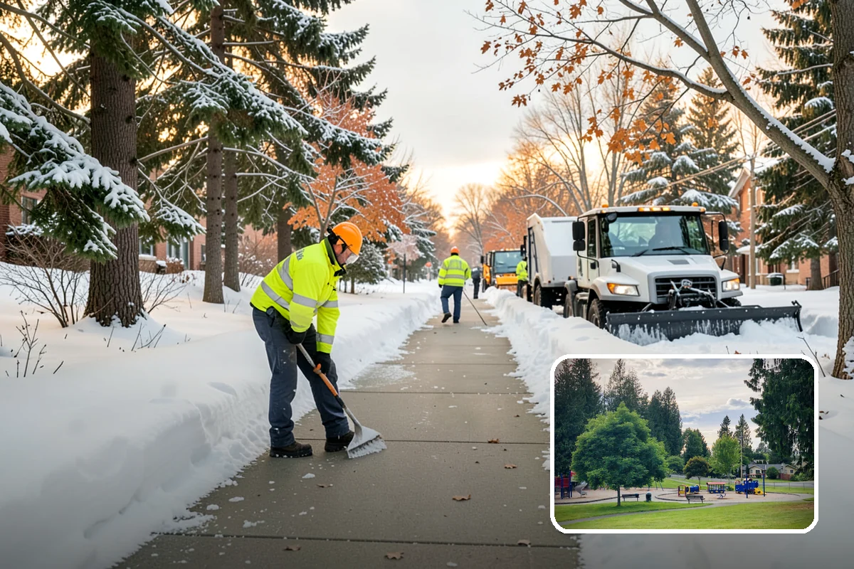 Townhome Snow Removal in Bonney Lake, Pierce County, WA - Coordinates clearing across shared driveways and entries