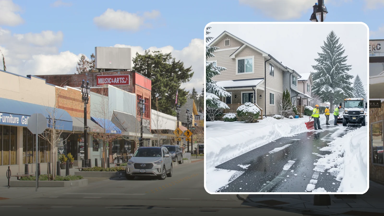 Townhome Snow Removal in Bothell, King County, WA - We clear driveways, shared entries, and walkways for Western Washington townhomes where tight lots and shared access demand...