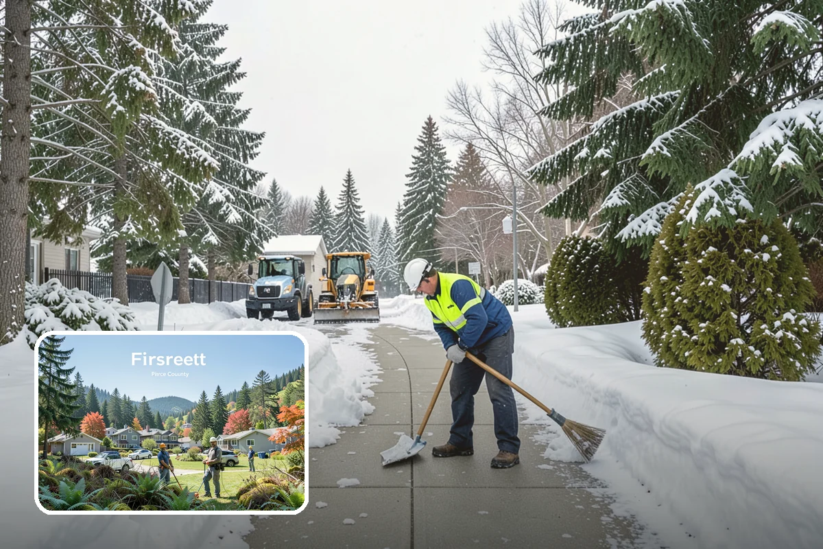 Townhome Snow Removal in Fircrest, Pierce County, WA - Coordinates clearing across shared driveways and entries