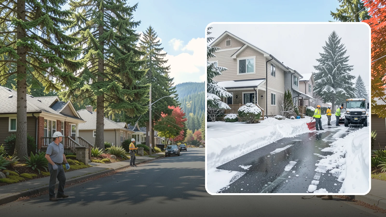 Townhome Snow Removal in Hunts Point, King County, WA - We clear driveways, shared entries, and walkways for Western Washington townhomes where tight lots and shared access demand...