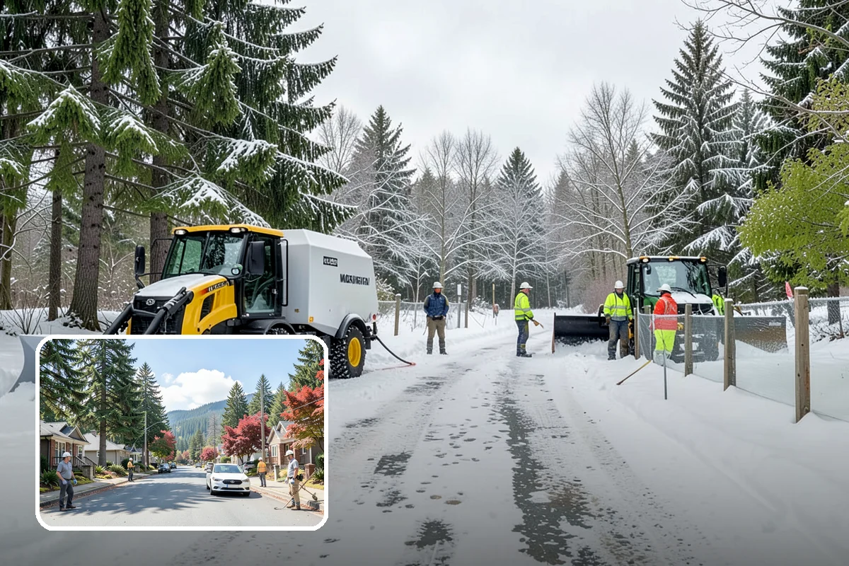 Townhome Snow Removal in Hunts Point, King County, WA - Coordinates clearing across shared driveways and entries